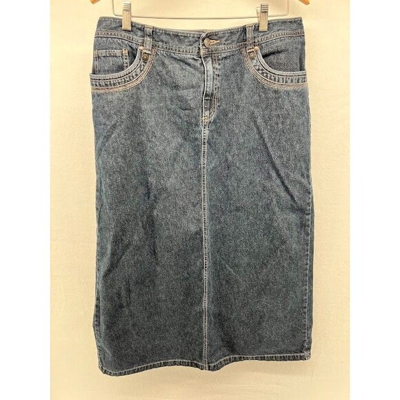 Sonoma Petites Cotton Maxi Denim Skirt With A Back Slit Size 14 Petite Modest - Picture 1 of 6